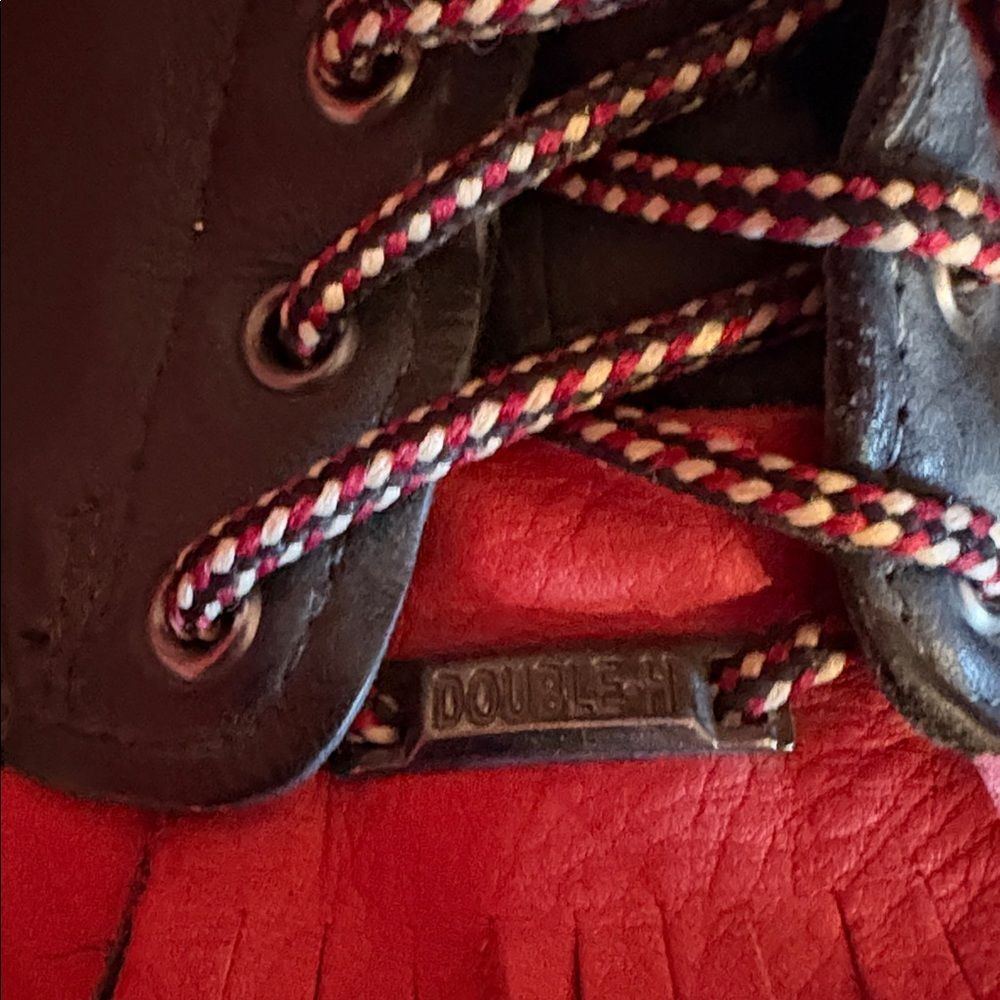 Double H women’s leather lace up boots, size 7 1/2, black and red - Picture 7 of 8